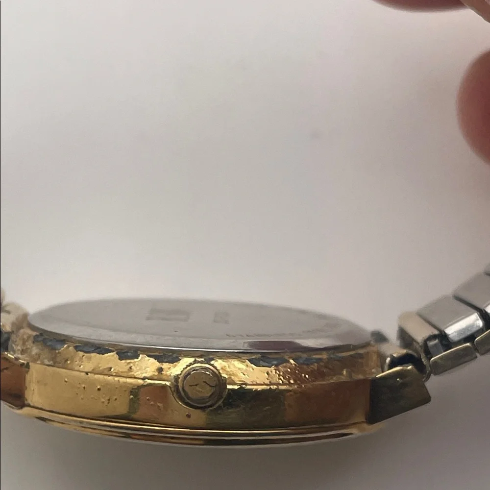Bill Blass Gold Quartz Watch with White Dial